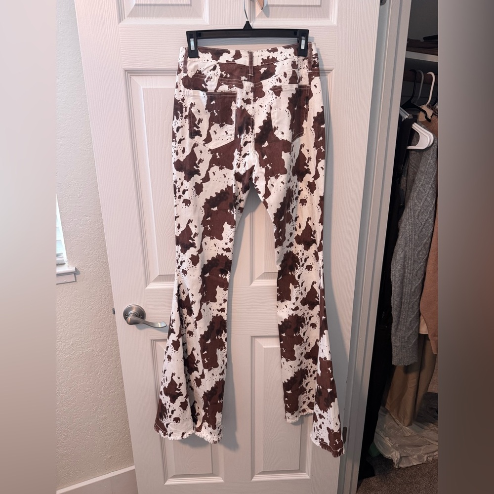Cow Print Flared Women's Pants